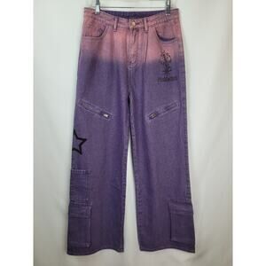 Ambre Skater Baggy Cargo Purple Pink Star Ghost Spider Web Spider Jeans Small